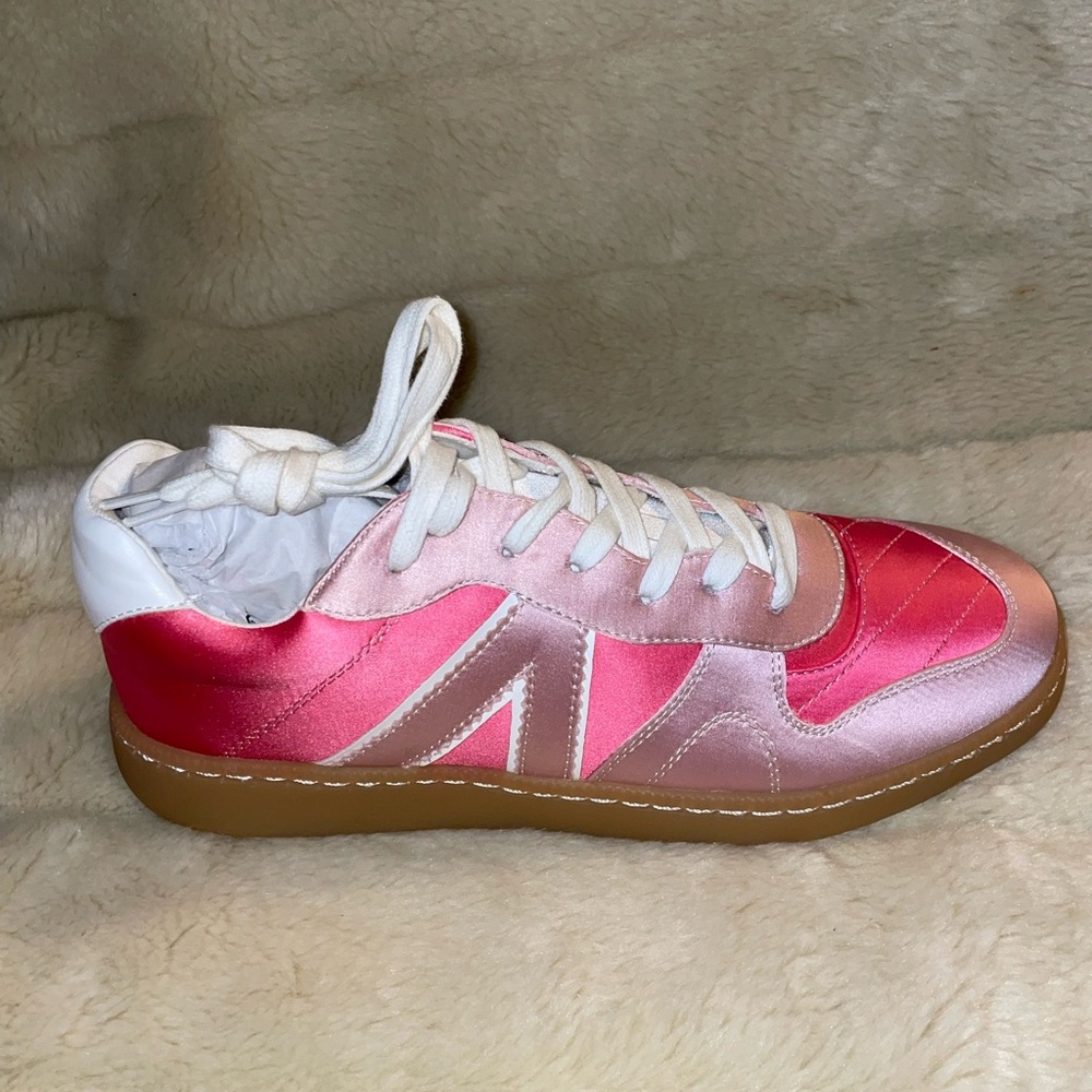 Pink Lily Satin Pink and White Sneakers - Picture 3 of 5